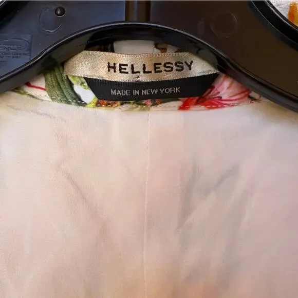 Hellessy Fitted Tie Front Floral Blouse with Ruffled Peplum Plunging V Neck s 2 - Picture 5 of 16